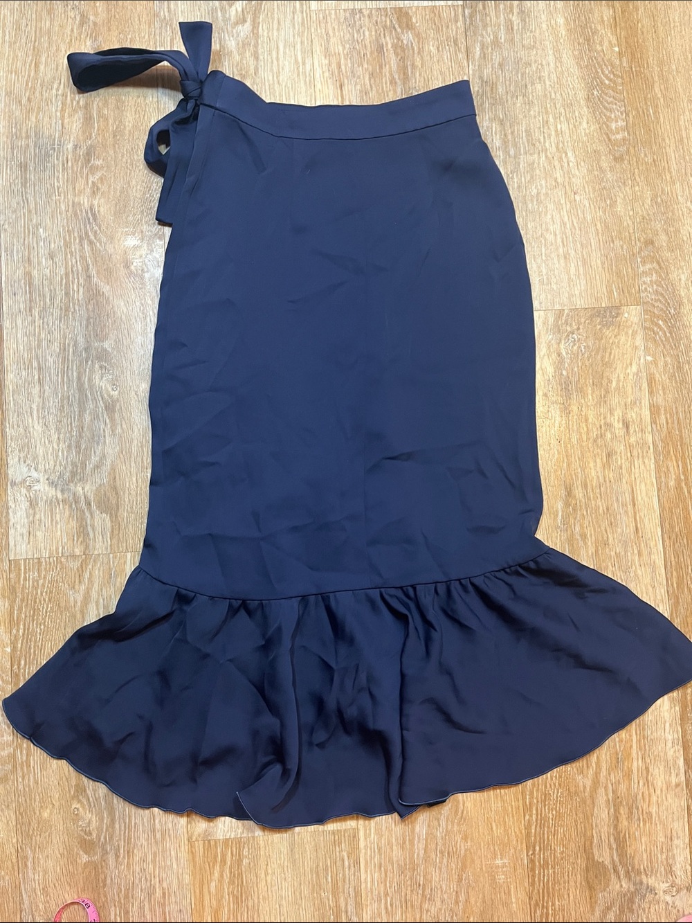 Zara Basic Navy Blue Wrap Midi Skirt Small S Ruffle - Picture 11 of 15